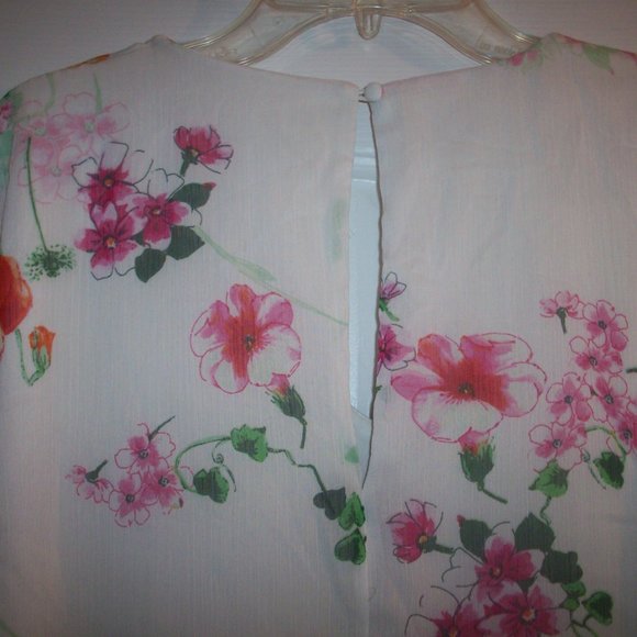 Calvin Klein Womens Dress 8 White Colorful Watercolor Floral Flowy Lined Casual - Picture 8 of 14